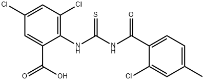 3,5-DICHLORO-2-[[[(2-CHLORO-4-METHYLBENZOYL)AMINO]THIOXOMETHYL]AMINO]-BENZOIC ACID Struktur