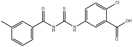 2-CHLORO-5-[[[(3-METHYLBENZOYL)AMINO]THIOXOMETHYL]AMINO]-BENZOIC ACID Struktur