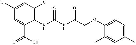 3,5-DICHLORO-2-[[[[(2,4-DIMETHYLPHENOXY)ACETYL]AMINO]THIOXOMETHYL]AMINO]-BENZOIC ACID Struktur