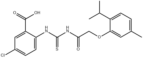 5-CHLORO-2-[[[[[5-METHYL-2-(1-METHYLETHYL)PHENOXY]ACETYL]AMINO]THIOXOMETHYL]AMINO]-BENZOIC ACID Struktur