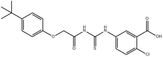 2-CHLORO-5-[[[[[4-(1,1-DIMETHYLETHYL)PHENOXY]ACETYL]AMINO]THIOXOMETHYL]AMINO]-BENZOIC ACID Struktur