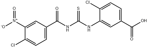 4-CHLORO-3-[[[(4-CHLORO-3-NITROBENZOYL)AMINO]THIOXOMETHYL]AMINO]-BENZOIC ACID Struktur