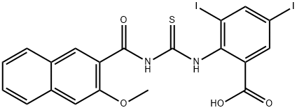 3,5-DIIODO-2-[[[[(3-METHOXY-2-NAPHTHALENYL)CARBONYL]AMINO]THIOXOMETHYL]AMINO]-BENZOIC ACID Struktur