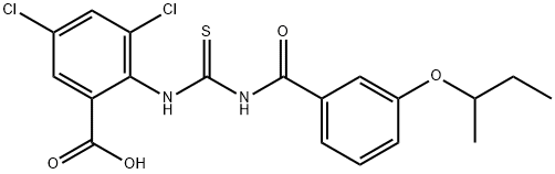 3,5-DICHLORO-2-[[[[3-(1-METHYLPROPOXY)BENZOYL]AMINO]THIOXOMETHYL]AMINO]-BENZOIC ACID Struktur