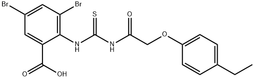 3,5-DIBROMO-2-[[[[(4-ETHYLPHENOXY)ACETYL]AMINO]THIOXOMETHYL]AMINO]-BENZOIC ACID Struktur