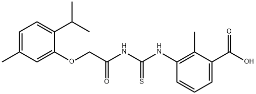 2-METHYL-3-[[[[[5-METHYL-2-(1-METHYLETHYL)PHENOXY]ACETYL]AMINO]THIOXOMETHYL]AMINO]-BENZOIC ACID Struktur