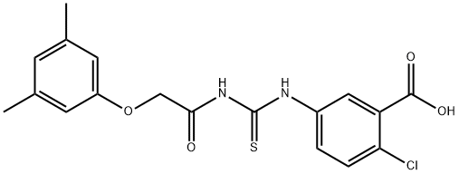 2-CHLORO-5-[[[[(3,5-DIMETHYLPHENOXY)ACETYL]AMINO]THIOXOMETHYL]AMINO]-BENZOIC ACID Struktur