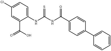 2-[[[([1,1'-BIPHENYL]-4-YLCARBONYL)AMINO]THIOXOMETHYL]AMINO]-5-CHLORO-BENZOIC ACID Struktur