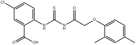 5-CHLORO-2-[[[[(2,4-DIMETHYLPHENOXY)ACETYL]AMINO]THIOXOMETHYL]AMINO]-BENZOIC ACID Struktur