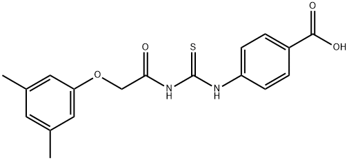 4-[[[[(3,5-DIMETHYLPHENOXY)ACETYL]AMINO]THIOXOMETHYL]AMINO]-BENZOIC ACID Struktur