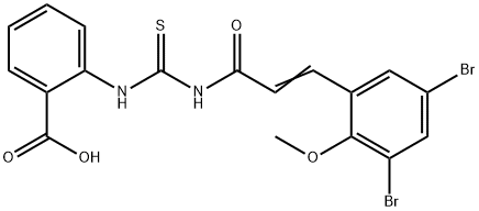 2-[[[[3-(3,5-DIBROMO-2-METHOXYPHENYL)-1-OXO-2-PROPENYL]AMINO]THIOXOMETHYL]AMINO]-BENZOIC ACID Struktur