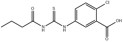 2-CHLORO-5-[[[(1-OXOBUTYL)AMINO]THIOXOMETHYL]AMINO]-BENZOIC ACID Struktur