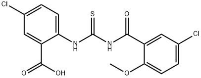 5-CHLORO-2-[[[(5-CHLORO-2-METHOXYBENZOYL)AMINO]THIOXOMETHYL]AMINO]-BENZOIC ACID Struktur