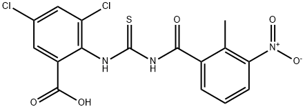 3,5-DICHLORO-2-[[[(2-METHYL-3-NITROBENZOYL)AMINO]THIOXOMETHYL]AMINO]-BENZOIC ACID Struktur