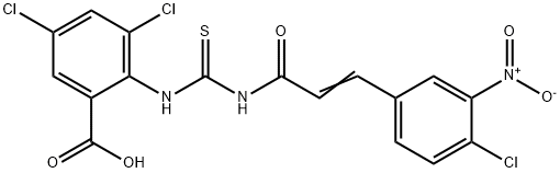 3,5-DICHLORO-2-[[[[3-(4-CHLORO-3-NITROPHENYL)-1-OXO-2-PROPENYL]AMINO]THIOXOMETHYL]AMINO]-BENZOIC ACID Struktur