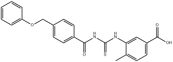 4-METHYL-3-[[[[4-(PHENOXYMETHYL)BENZOYL]AMINO]THIOXOMETHYL]AMINO]-BENZOIC ACID Struktur