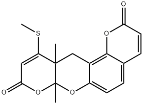 7a,11a-Dihydro-7a,11a-dimethyl-11-methylthio-2H,9H,12H-dipyrano[2,3-b:2',3'-f][1]benzopyran-2,9-dione Struktur