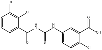 2-CHLORO-5-[[[(2,3-DICHLOROBENZOYL)AMINO]THIOXOMETHYL]AMINO]-BENZOIC ACID Struktur