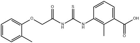 2-METHYL-3-[[[[(2-METHYLPHENOXY)ACETYL]AMINO]THIOXOMETHYL]AMINO]-BENZOIC ACID Struktur