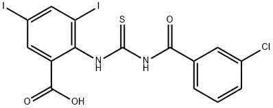 2-[[[(3-CHLOROBENZOYL)AMINO]THIOXOMETHYL]AMINO]-3,5-DIIODO-BENZOIC ACID Struktur