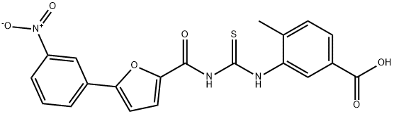 4-METHYL-3-[[[[[5-(3-NITROPHENYL)-2-FURANYL]CARBONYL]AMINO]THIOXOMETHYL]AMINO]-BENZOIC ACID Struktur