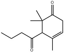 4,6,6-Trimethyl-5-(1-oxobutyl)-3-cyclohexen-1-one Struktur