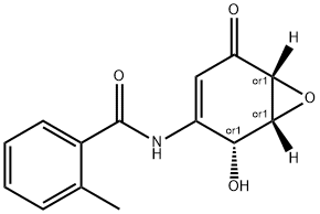 Benzamide, N-[(1R,2R,6R)-2-hydroxy-5-oxo-7-oxabicyclo[4.1.0]hept-3-en-3-yl]- Struktur