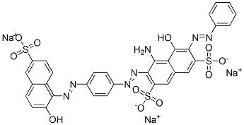 trisodium 4-amino-5-hydroxy-3-[[4-[(2-hydroxy-6-sulphonato-1-naphthyl)azo]phenyl]azo]-6-(phenylazo)naphthalene-2,7-disulphonate Struktur