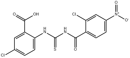 5-CHLORO-2-[[[(2-CHLORO-4-NITROBENZOYL)AMINO]THIOXOMETHYL]AMINO]-BENZOIC ACID Struktur