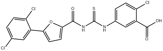 2-CHLORO-5-[[[[[5-(2,5-DICHLOROPHENYL)-2-FURANYL]CARBONYL]AMINO]THIOXOMETHYL]AMINO]-BENZOIC ACID Struktur