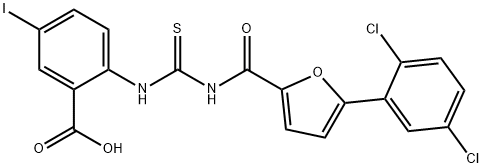 2-[[[[[5-(2,5-DICHLOROPHENYL)-2-FURANYL]CARBONYL]AMINO]THIOXOMETHYL]AMINO]-5-IODO-BENZOIC ACID Struktur