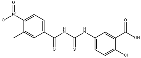 2-CHLORO-5-[[[(3-METHYL-4-NITROBENZOYL)AMINO]THIOXOMETHYL]AMINO]-BENZOIC ACID Struktur