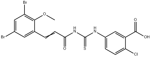 2-CHLORO-5-[[[[3-(3,5-DIBROMO-2-METHOXYPHENYL)-1-OXO-2-PROPENYL]AMINO]THIOXOMETHYL]AMINO]-BENZOIC ACID Struktur