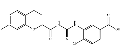 4-CHLORO-3-[[[[[5-METHYL-2-(1-METHYLETHYL)PHENOXY]ACETYL]AMINO]THIOXOMETHYL]AMINO]-BENZOIC ACID Struktur