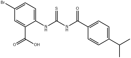 5-BROMO-2-[[[[4-(1-METHYLETHYL)BENZOYL]AMINO]THIOXOMETHYL]AMINO]-BENZOIC ACID Struktur