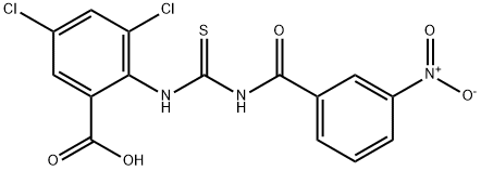 3,5-DICHLORO-2-[[[(3-NITROBENZOYL)AMINO]THIOXOMETHYL]AMINO]-BENZOIC ACID Struktur