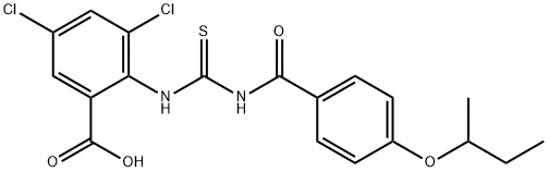 3,5-DICHLORO-2-[[[[4-(1-METHYLPROPOXY)BENZOYL]AMINO]THIOXOMETHYL]AMINO]-BENZOIC ACID Struktur