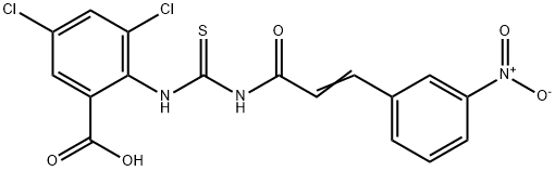 3,5-DICHLORO-2-[[[[3-(3-NITROPHENYL)-1-OXO-2-PROPENYL]AMINO]THIOXOMETHYL]AMINO]-BENZOIC ACID Struktur