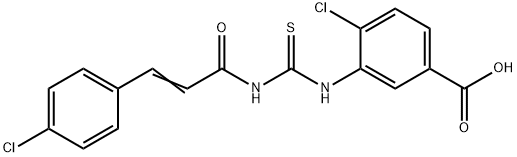 4-CHLORO-3-[[[[3-(4-CHLOROPHENYL)-1-OXO-2-PROPENYL]AMINO]THIOXOMETHYL]AMINO]-BENZOIC ACID Struktur