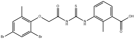 3-[[[[(2,4-DIBROMO-6-METHYLPHENOXY)ACETYL]AMINO]THIOXOMETHYL]AMINO]-2-METHYL-BENZOIC ACID Struktur