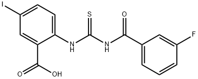 2-[[[(3-FLUOROBENZOYL)AMINO]THIOXOMETHYL]AMINO]-5-IODO-BENZOIC ACID Struktur