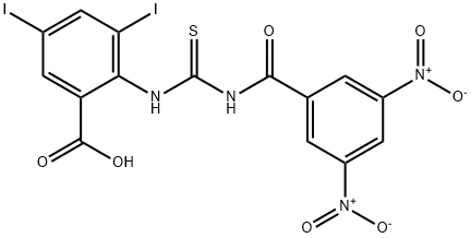 2-[[[(3,5-DINITROBENZOYL)AMINO]THIOXOMETHYL]AMINO]-3,5-DIIODO-BENZOIC ACID Struktur