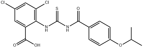 3,5-DICHLORO-2-[[[[4-(1-METHYLETHOXY)BENZOYL]AMINO]THIOXOMETHYL]AMINO]-BENZOIC ACID Struktur