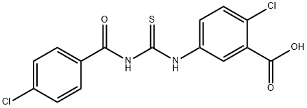 2-CHLORO-5-[[[(4-CHLOROBENZOYL)AMINO]THIOXOMETHYL]AMINO]-BENZOIC ACID Struktur