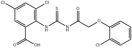 3,5-DICHLORO-2-[[[[(2-CHLOROPHENOXY)ACETYL]AMINO]THIOXOMETHYL]AMINO]-BENZOIC ACID Struktur