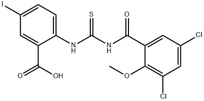 2-[[[(3,5-DICHLORO-2-METHOXYBENZOYL)AMINO]THIOXOMETHYL]AMINO]-5-IODO-BENZOIC ACID Struktur