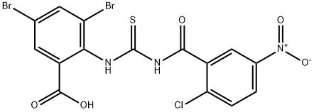 3,5-DIBROMO-2-[[[(2-CHLORO-5-NITROBENZOYL)AMINO]THIOXOMETHYL]AMINO]-BENZOIC ACID Struktur