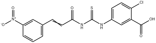 2-CHLORO-5-[[[[3-(3-NITROPHENYL)-1-OXO-2-PROPENYL]AMINO]THIOXOMETHYL]AMINO]-BENZOIC ACID Struktur