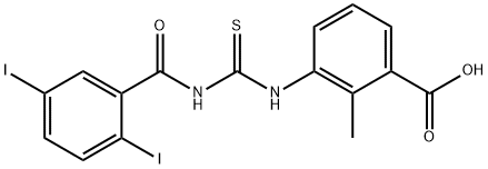 3-[[[(2,5-DIIODOBENZOYL)AMINO]THIOXOMETHYL]AMINO]-2-METHYL-BENZOIC ACID Struktur