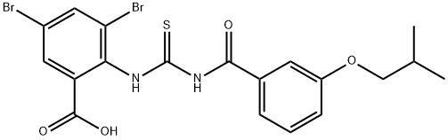 3,5-DIBROMO-2-[[[[3-(2-METHYLPROPOXY)BENZOYL]AMINO]THIOXOMETHYL]AMINO]-BENZOIC ACID Struktur